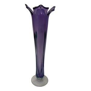 Vintage Ron MYNATT 2002 Pontil Hand Blown Art Glass  Purple Vase